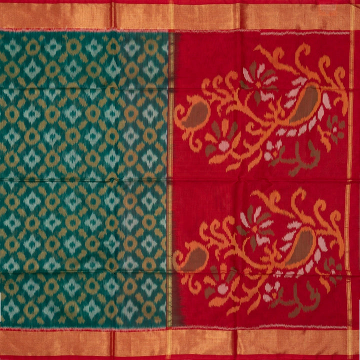 Hayagrivas Bottle Green Ikkat Kora Silk Cotton Saree SSCBF155H1-87