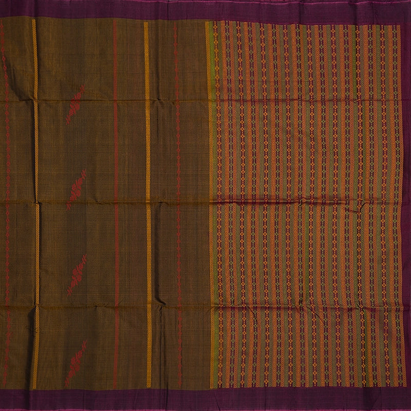 Hayagrivas Earthy Brown Kora Silk Cotton Saree SSCBF156H2-20