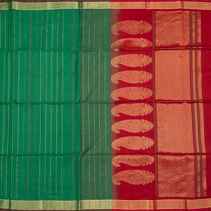 Hayagrivas Dark Green Kora Silk Cotton Saree SSCBF156H2-25