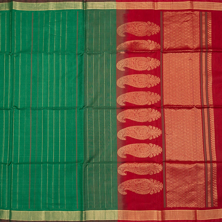Hayagrivas Dark Green Kora Silk Cotton Saree SSCBF156H2-25