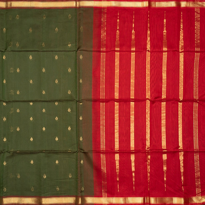Hayagrivas Mehandi Green Kora Silk Cotton Saree SSCBF156H3-15