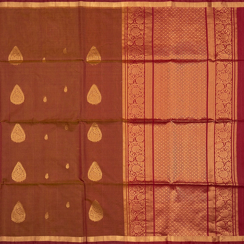 Hayagrivas Copper Brown Kora Silk Cotton Saree SSCBF156H4-8