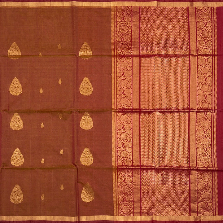 Hayagrivas Copper Brown Kora Silk Cotton Saree SSCBF156H4-8