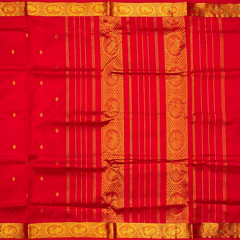 Hayagrivas Red Pure Ten Yards Silk Cotton Saree SSCBF174I2-1