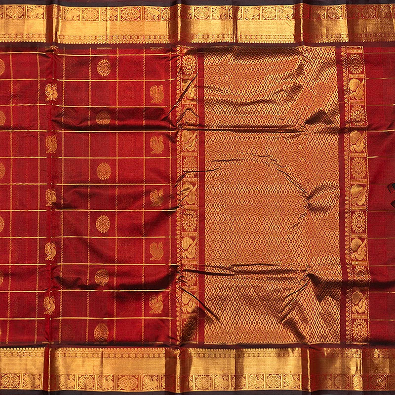 Hayagrivas Araku Maroon Pure Ten Yards Silk Cotton Saree SSCBF174I6-6