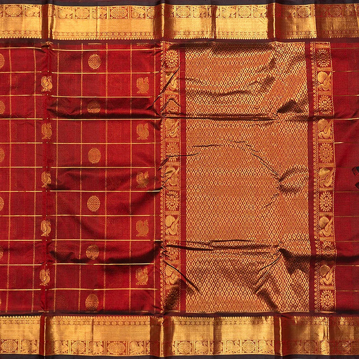 Hayagrivas Araku Maroon Pure Ten Yards Silk Cotton Saree SSCBF174I6-6