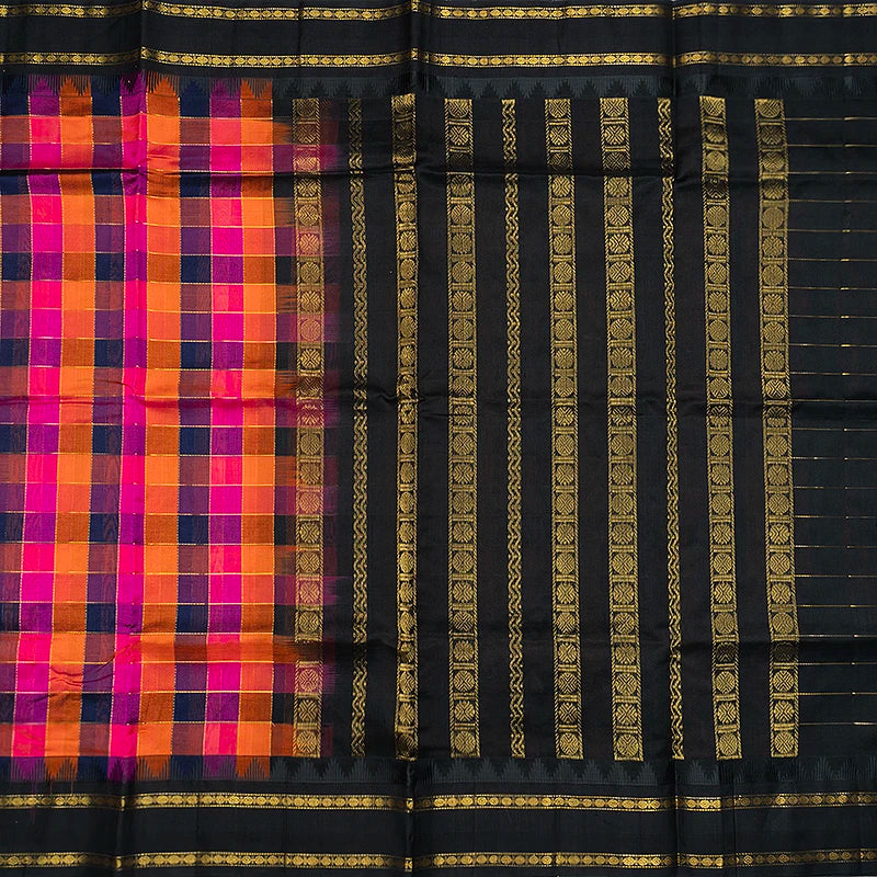 Hayagrivas Multicolour Checks Pure Silk Cotton Saree SSCBF176I3-1