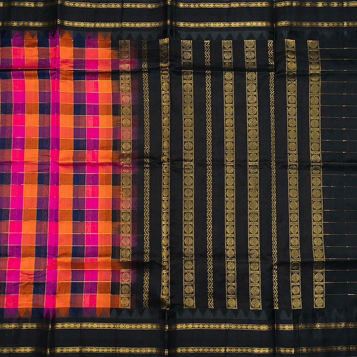 Hayagrivas Multicolour Checks Pure Silk Cotton Saree SSCBF176I3-1