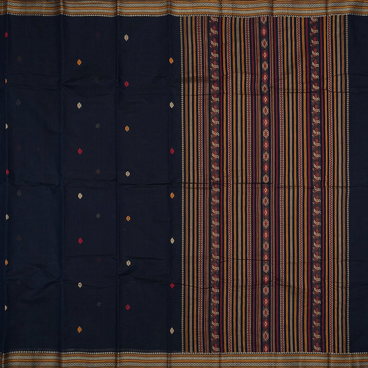 Hayagrivas Navy Blue Handloom Kanchi Cotton Saree SSCBF177I1-5