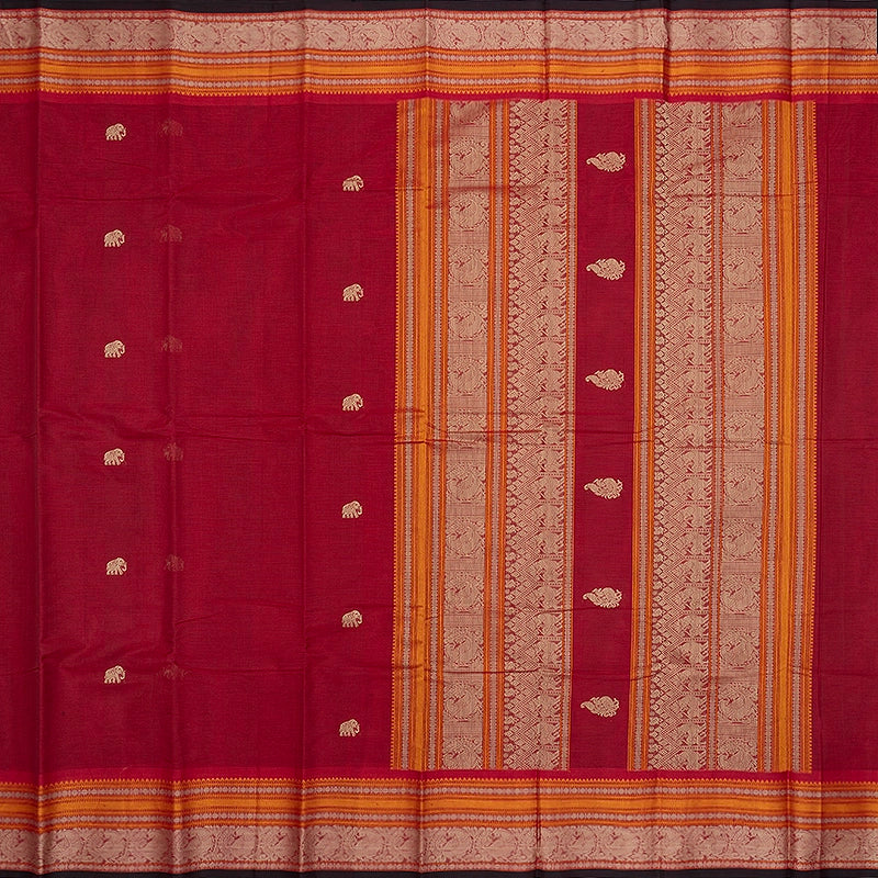 Hayagrivas Reddish-Pink Handloom Kanchi Cotton Saree SSCBF177I5-8
