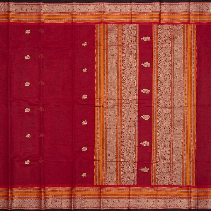Hayagrivas Reddish-Pink Handloom Kanchi Cotton Saree SSCBF177I5-8