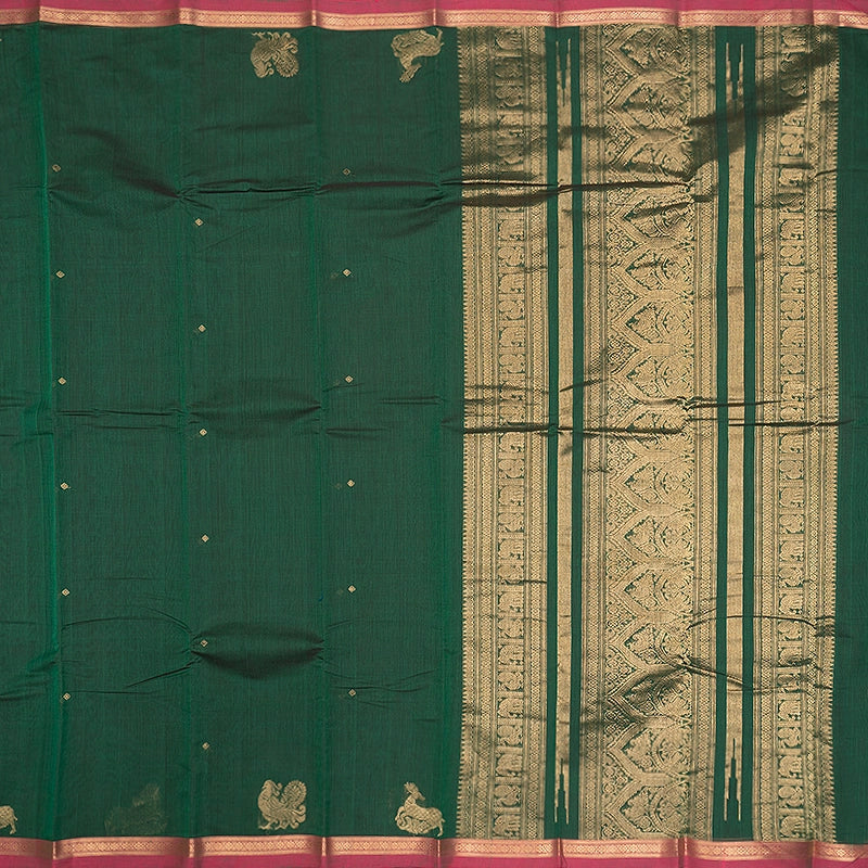 Hayagrivas Dark Green Handloom Kanchi Cotton Saree SSCBF177I6-11