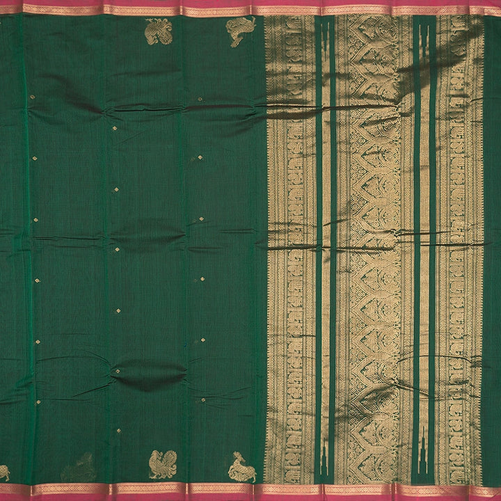 Hayagrivas Dark Green Handloom Kanchi Cotton Saree SSCBF177I6-11