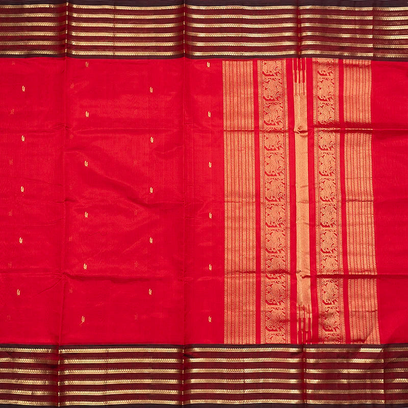 Hayagrivas Red Kanchi Silk Cotton Saree SSCBF179I5-10