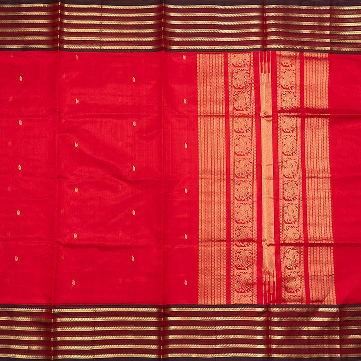 Hayagrivas Red Kanchi Silk Cotton Saree SSCBF179I5-10
