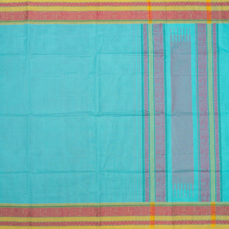 Hayagrivas Sea Blue Handloom Kanchi Cotton Saree SSCBF103F7-5