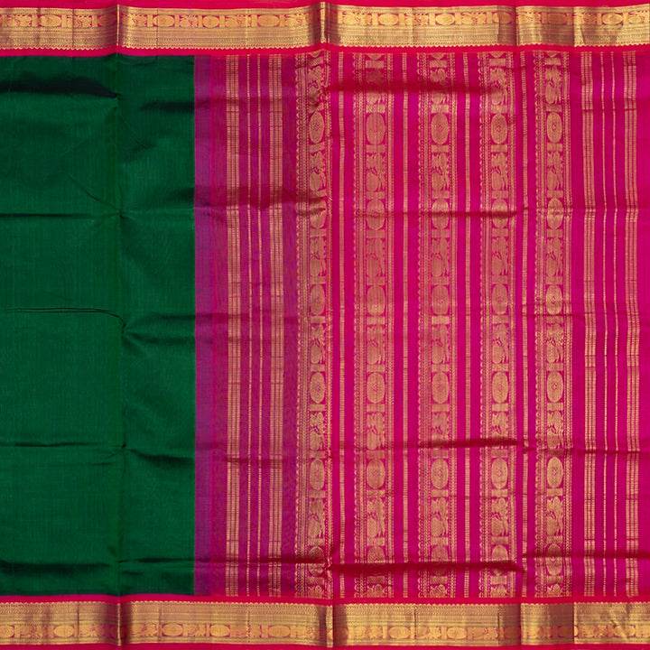 Hayagrivas Bottle Green Pure Silk Cotton Saree SSCBF56E9-20