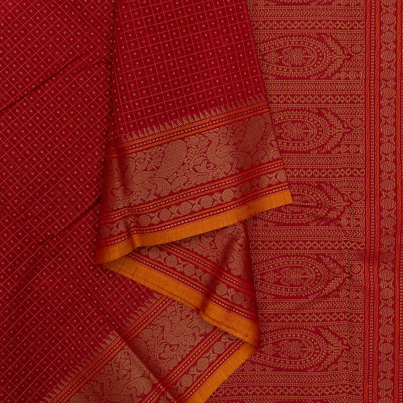 Hayagrivas Red Handloom Kanchi Cotton Saree SSCBF66E4-13