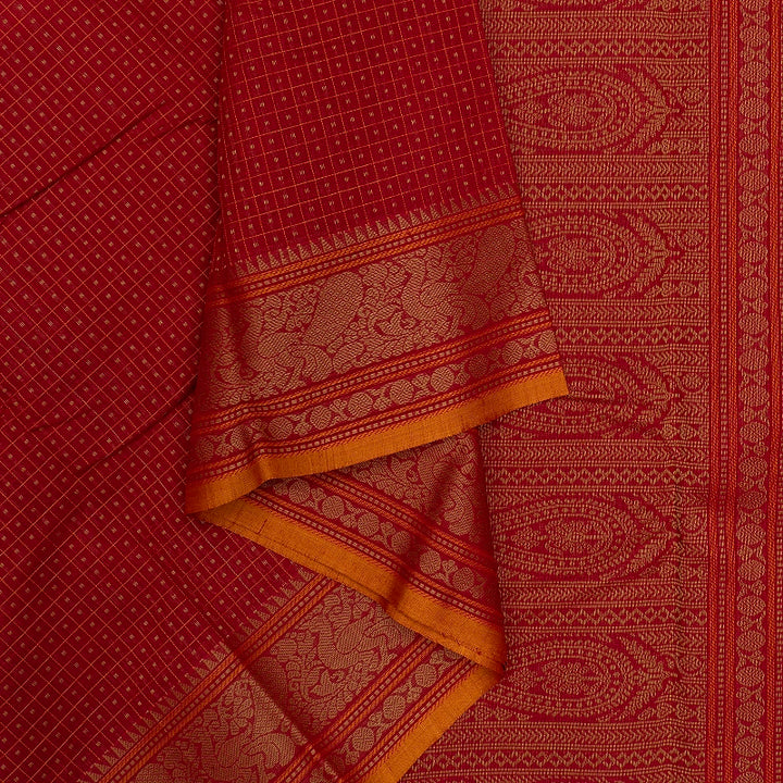 Hayagrivas Red Handloom Kanchi Cotton Saree SSCBF66E4-13