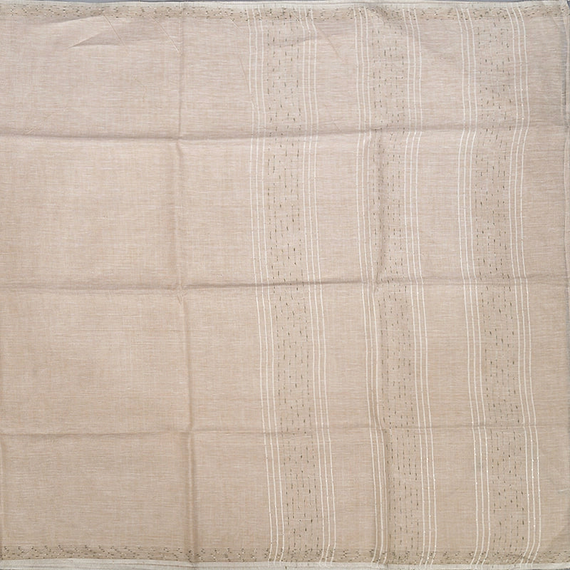 Hayagrivas Cream Handloom Linen Saree KBE937H2-3