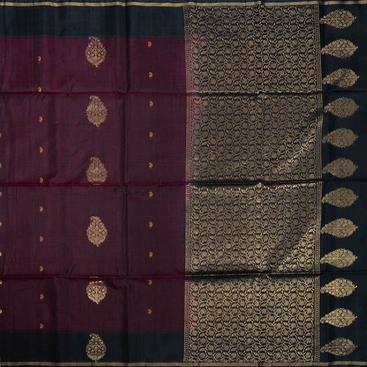 Hayagrivas Wine Ikkat Kora Silk Cotton Saree KSBE92A10-3