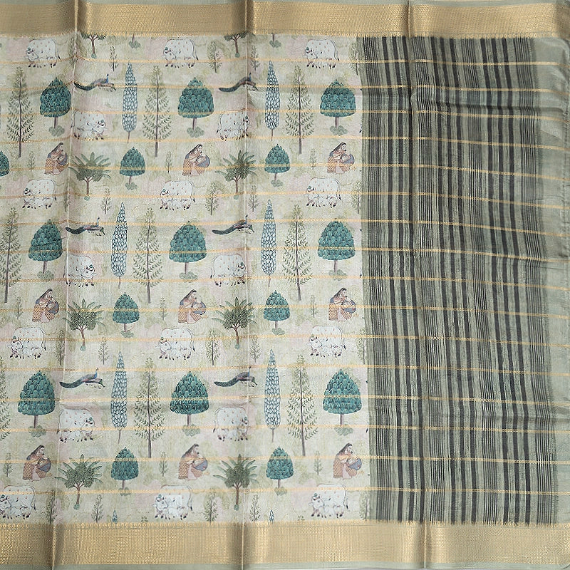 Hayagrivas Pale Olive Green Fancy Cotton Sarees KBE2164A6-18