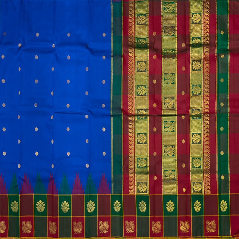Hayagrivas MS Blue Handloom Kanjivaram Silk Saree KBF448F4-5