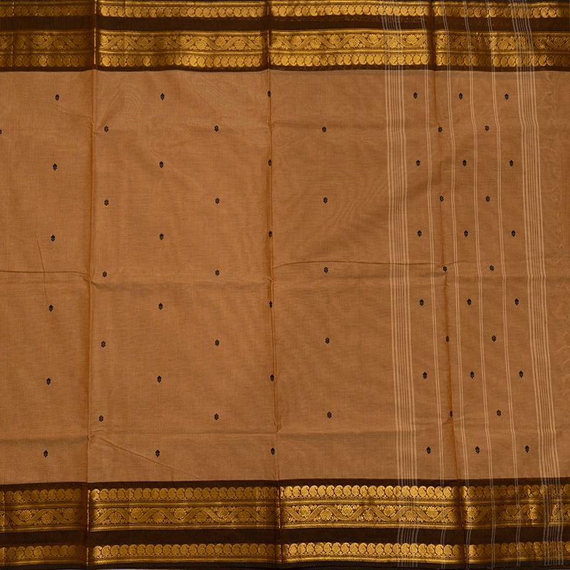 Hayagrivas Khaki Brown Handloom Chettinad Cotton Saree KSBE86A4-17