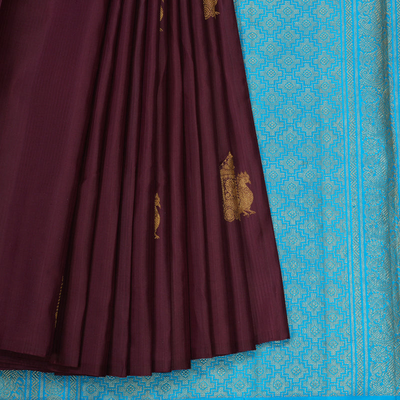 Hayagrivas Handloom Wine Kanjivaram Silk Saree KBE2481C3-1