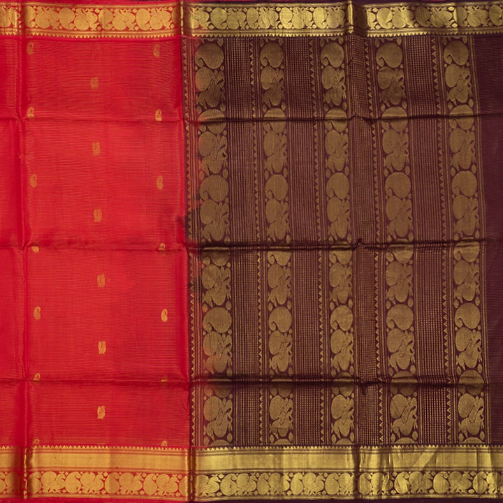 Hayagrivas Red Kora Silk Cotton Saree KBE1678K2-22
