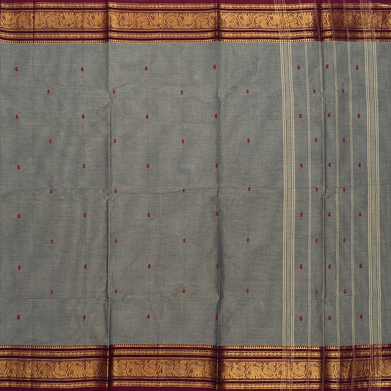 Hayagrivas Elephant Grey Handloom Chettinad Cotton Saree SSKBF86F1-93