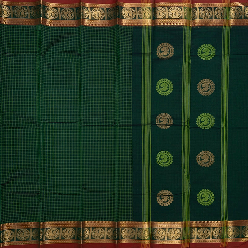 Hayagrivas Bottle Green Handloom Chettinad Cotton Saree KSBE1H14-9