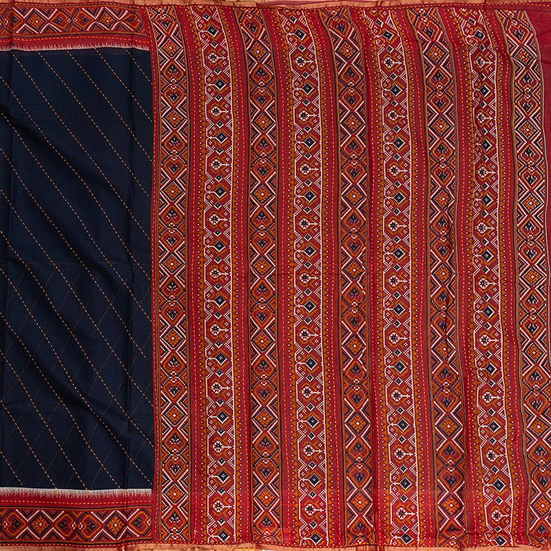 Hayagrivas Navy Blue Fancy Cotton Sarees KBE2383B10-1