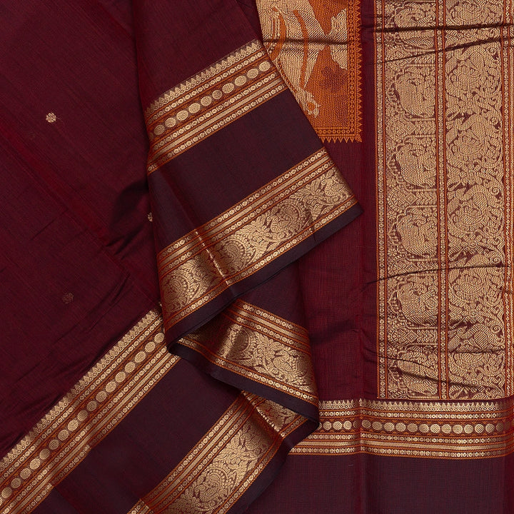 Hayagrivas Maroon Handloom Kanchi Cotton Saree SSCBF66E7-4