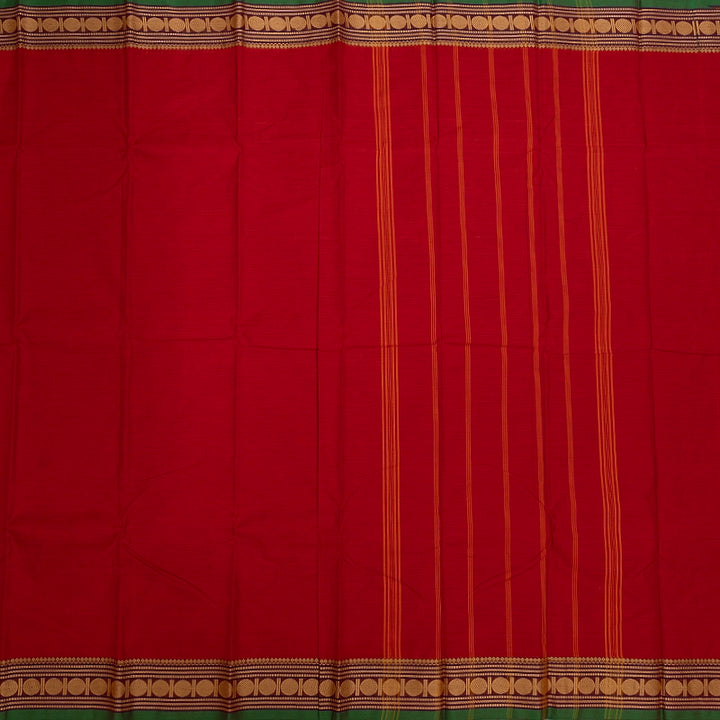 Hayagrivas Red Handloom Chettinad Cotton Saree KSBE1H1-2