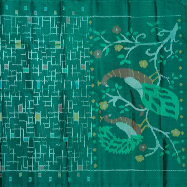 Hayagrivas Green Handloom Ikkat Soft Silk Saree KBE2157A1-13
