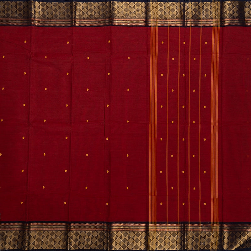 Hayagrivas Maroon Handloom Chettinad Cotton Saree KSBE2H5-3