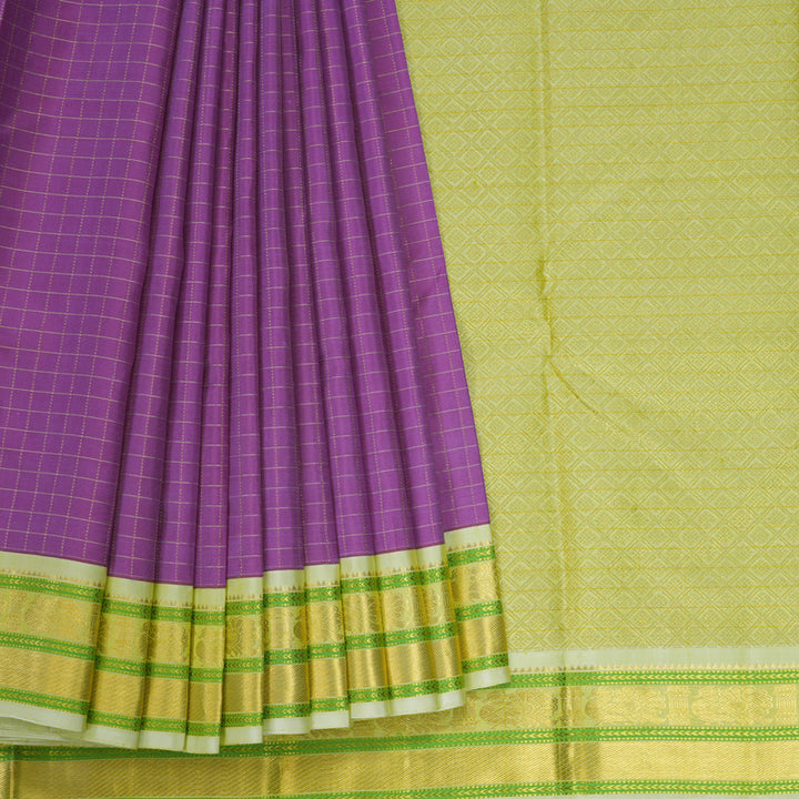 Hayagrivas Handloom Lavendar Kanjivaram Silk Saree with Light Pista Green Border KBE2271B10-1