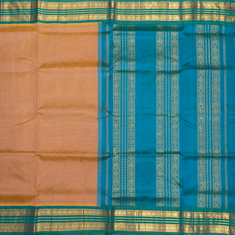 Hayagrivas Dual Tone Yellowish-Peach Pure Silk Cotton Saree SSCBF16D2-18