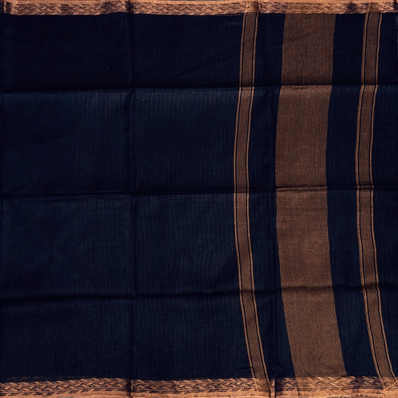 Hayagrivas Navy Blue Handloom Linen Saree KSBE147C2-4