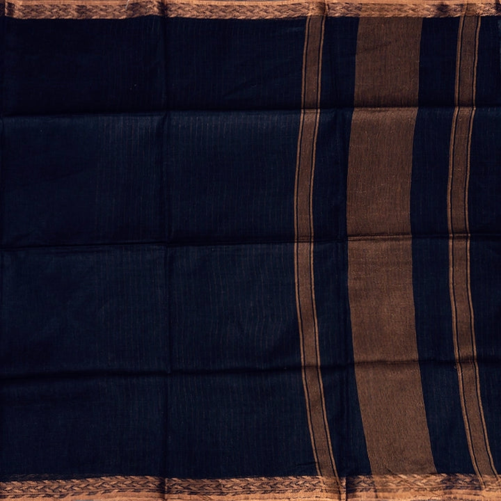 Hayagrivas Navy Blue Handloom Linen Saree KSBE147C2-4