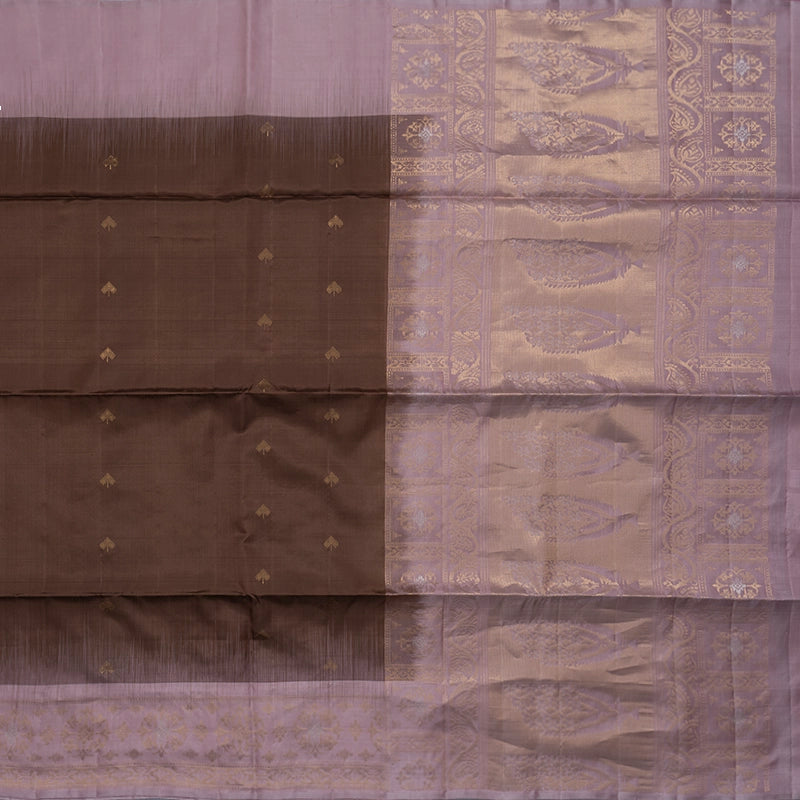 Hayagrivas Chocolate Brown Handloom Soft Silk Saree KBF553G15-2