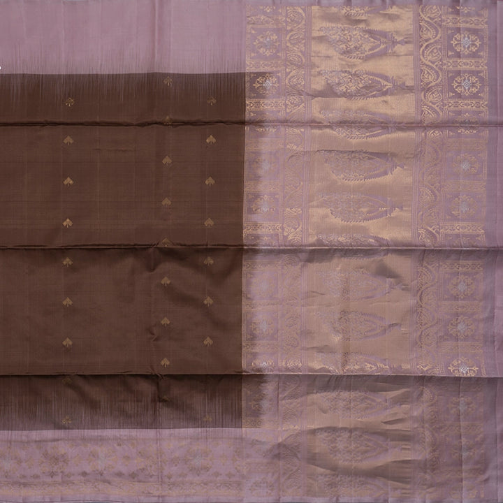 Hayagrivas Chocolate Brown Handloom Soft Silk Saree KBF553G15-2
