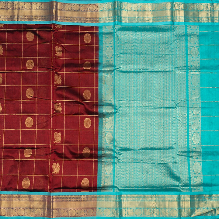 Hayagrivas Dark Maroon Pure Silk Cotton Saree SSCBF16D5-18