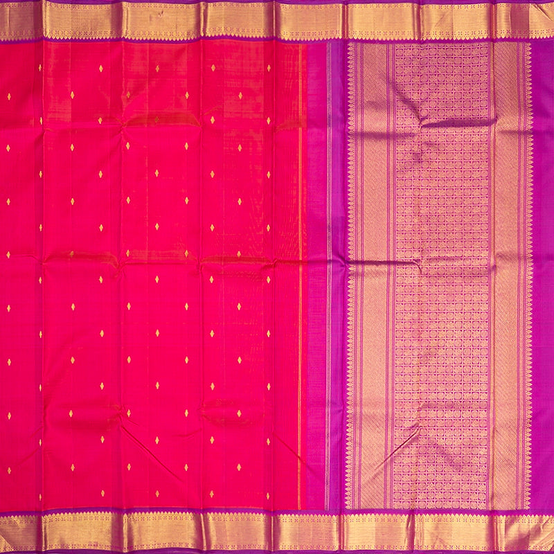 Hayagrivas Handloom Pink Kanjivaram Silk Saree with Purple Border KBE2312B9-1
