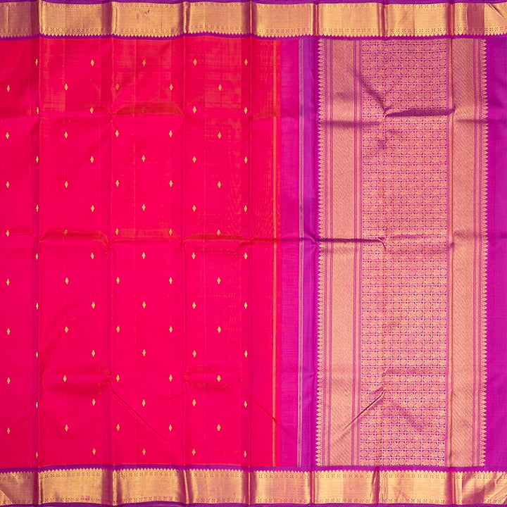 Hayagrivas Handloom Pink Kanjivaram Silk Saree with Purple Border KBE2312B9-1