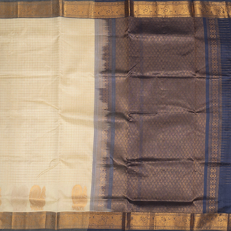 Hayagrivas Half-White Pure Silk Cotton Saree SSCBF13D15-1