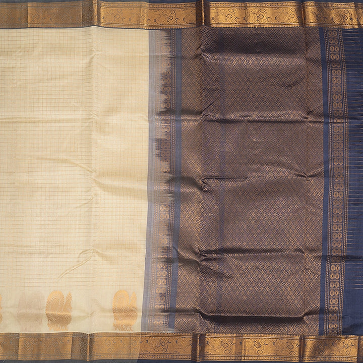 Hayagrivas Half-White Pure Silk Cotton Saree SSCBF13D15-1