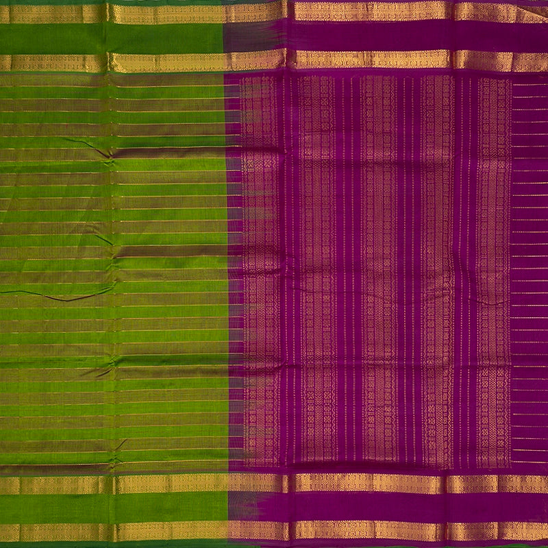 Hayagrivas Parrot Green & Purple Stripes Pure Silk Cotton Saree SSCBF37D1-7