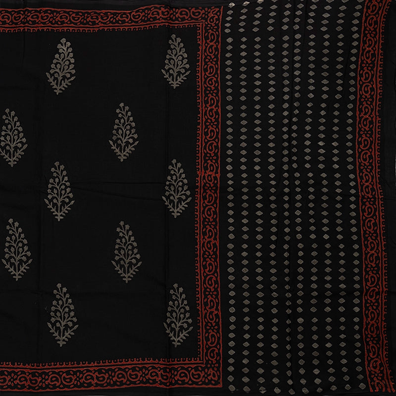 Hayagrivas Black Jaipur Cotton Saree KSBE107B4-6